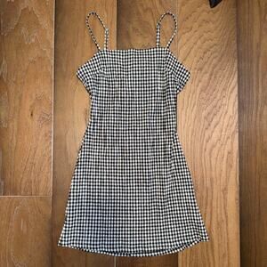 Stradivarius Gingham Mini Dress Black and White Size Medium